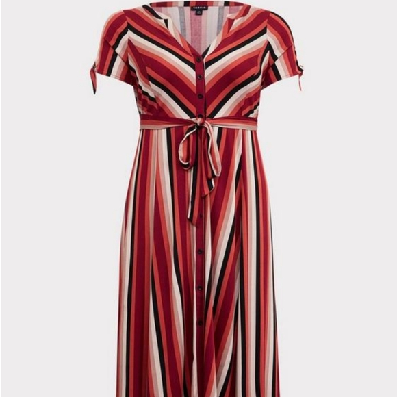 NWT TORRID Striped Midi Challis Shirt Dress - Picture 4 of 7